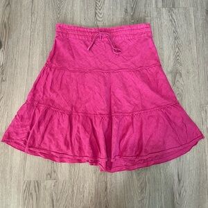 Caslon linen tiered pink skirt